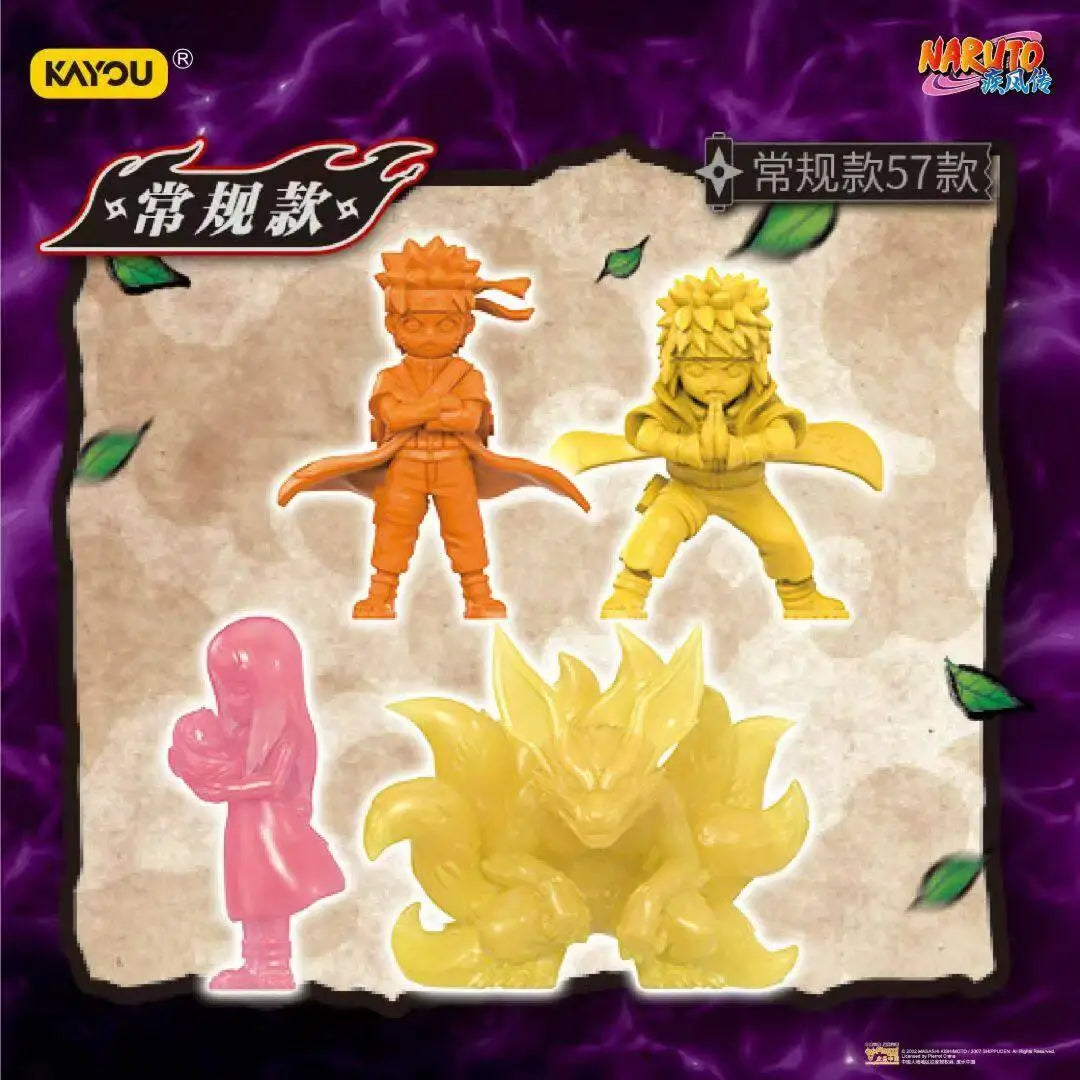 KAYOU NARUTO Mini Doll Rubber Figures Blind box Series Chakra Mode Sasuke Gaara Kurama Shikamaru Model Toy