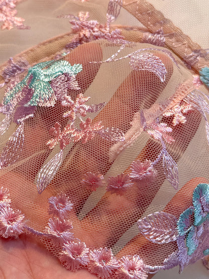 Women's Pink Embroidered Bra & Panty Set