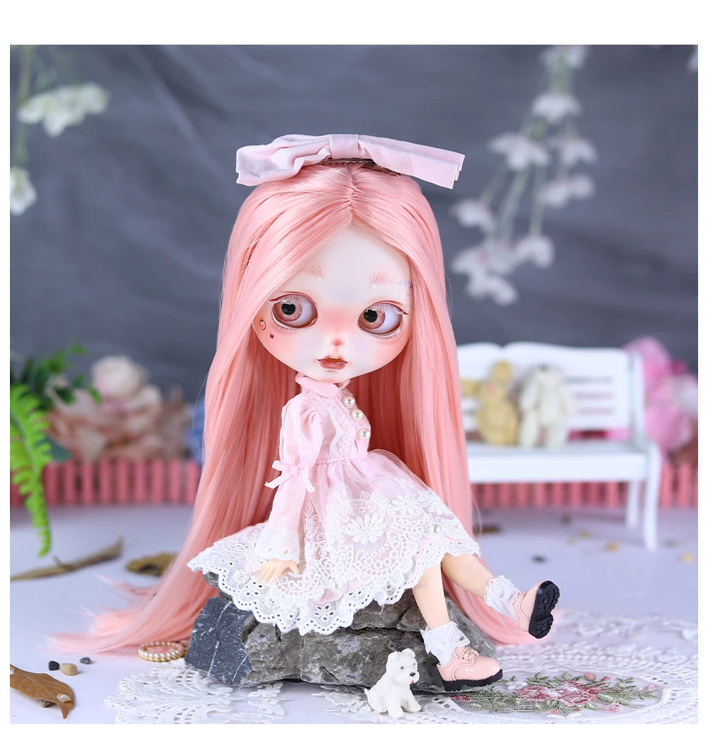ICY DBS Blyth 1/6 Doll Hand Painted Set Cute Bunny Frosted Face Doll Set SD