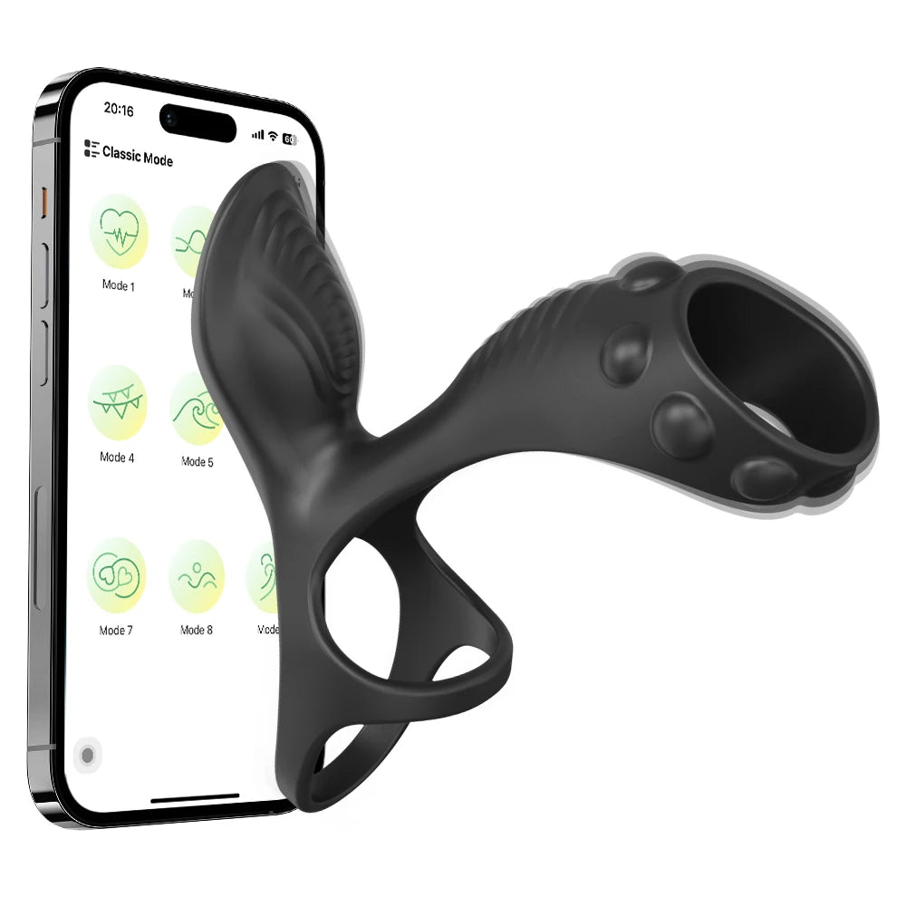 Vibrating Cock Ring Adult Sex Toys with Clitoral G Spot Vibrator, APP Remote Control Penis Ring Sleeve Vibrator Sex Toy for Men