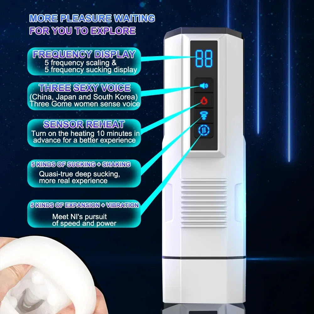 Automatic Telescopic Penis Train for Men Male Masturbator Cup Sex Machine Sucking Vibrating Heating Vagina Adult Sex Toy