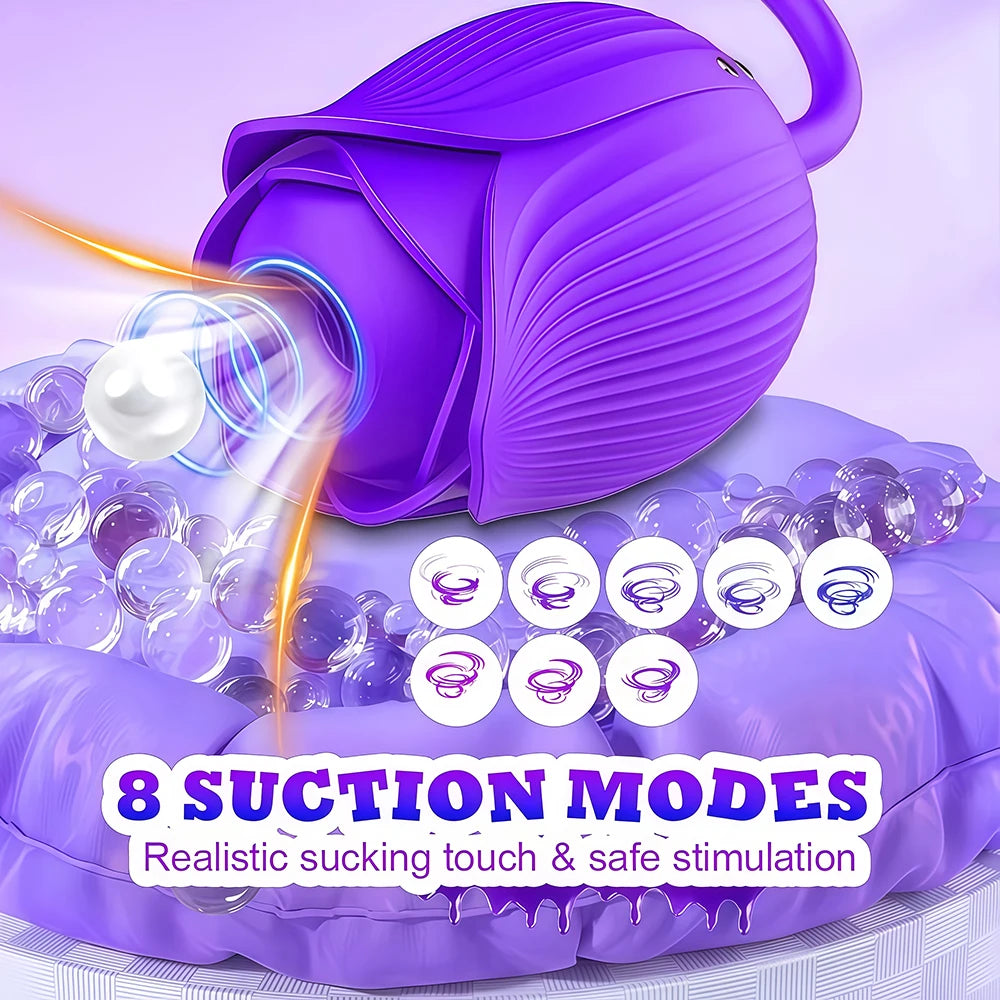 2 IN 1 Thrusting Vibrator for Women Clit Stimulator Telescopic Sucking Oral Biting Female Rose Sex Toy Clit Sucker Adults Good