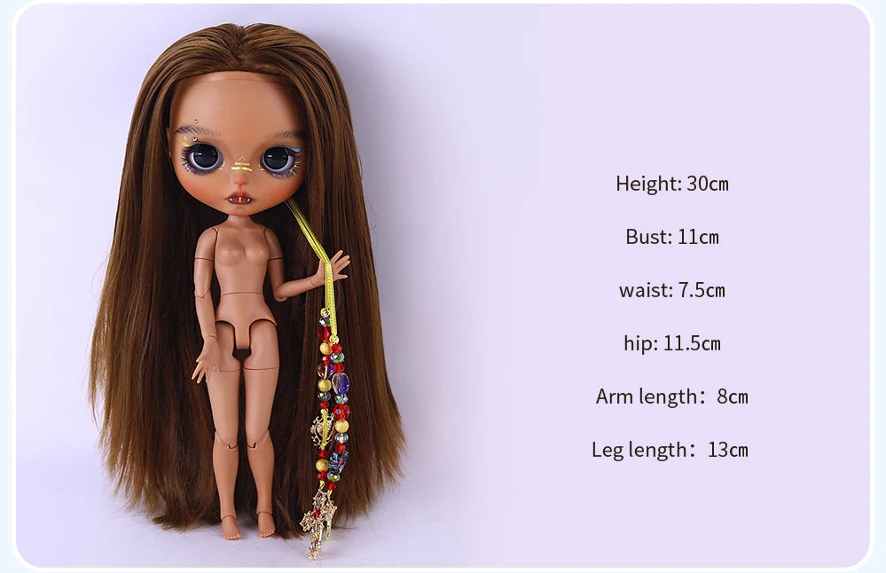 ICY DBS Blyth 1/6 Doll Hand drawn Set Black Skin Long Eyelash Sleeping Eye Special Eye