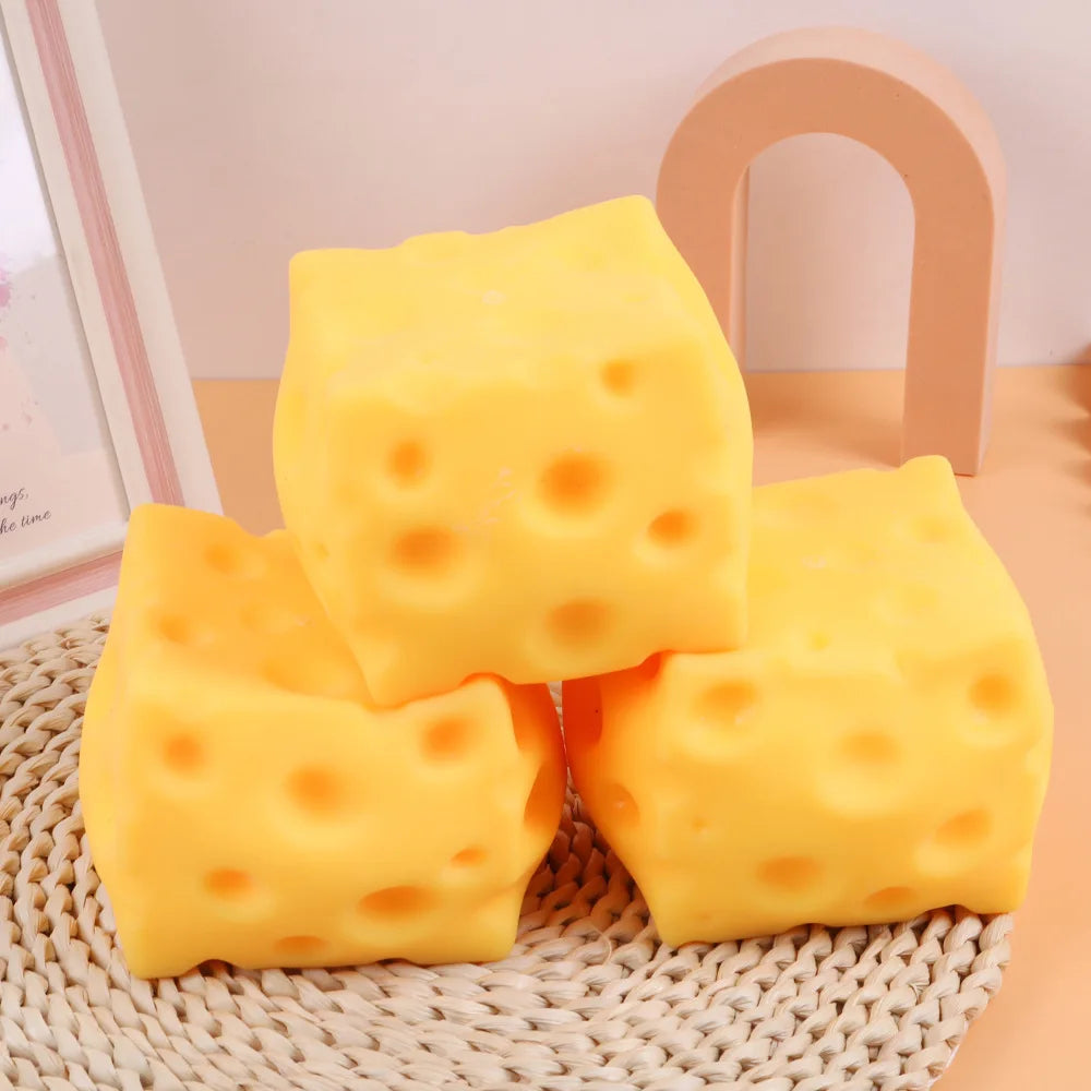 Giant Cube Cheese Squeeze Toy Simulation Extra Large Size Cheese Fidget Toy Slow Rebound Shapeable Venting Ball for Adult Gifts