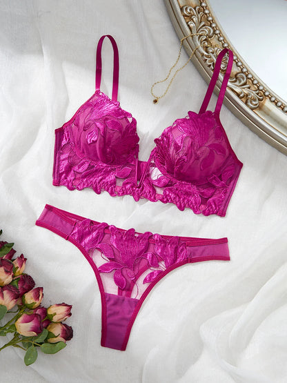 Women's Floral Lace Bra & Brief Set