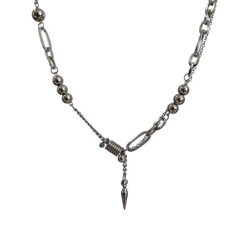 Punk Irregular Pearl Beaded Necklace for Men Women Kpop Imitated Pearl Choker Chain Necklace Pendant Unisex Collar