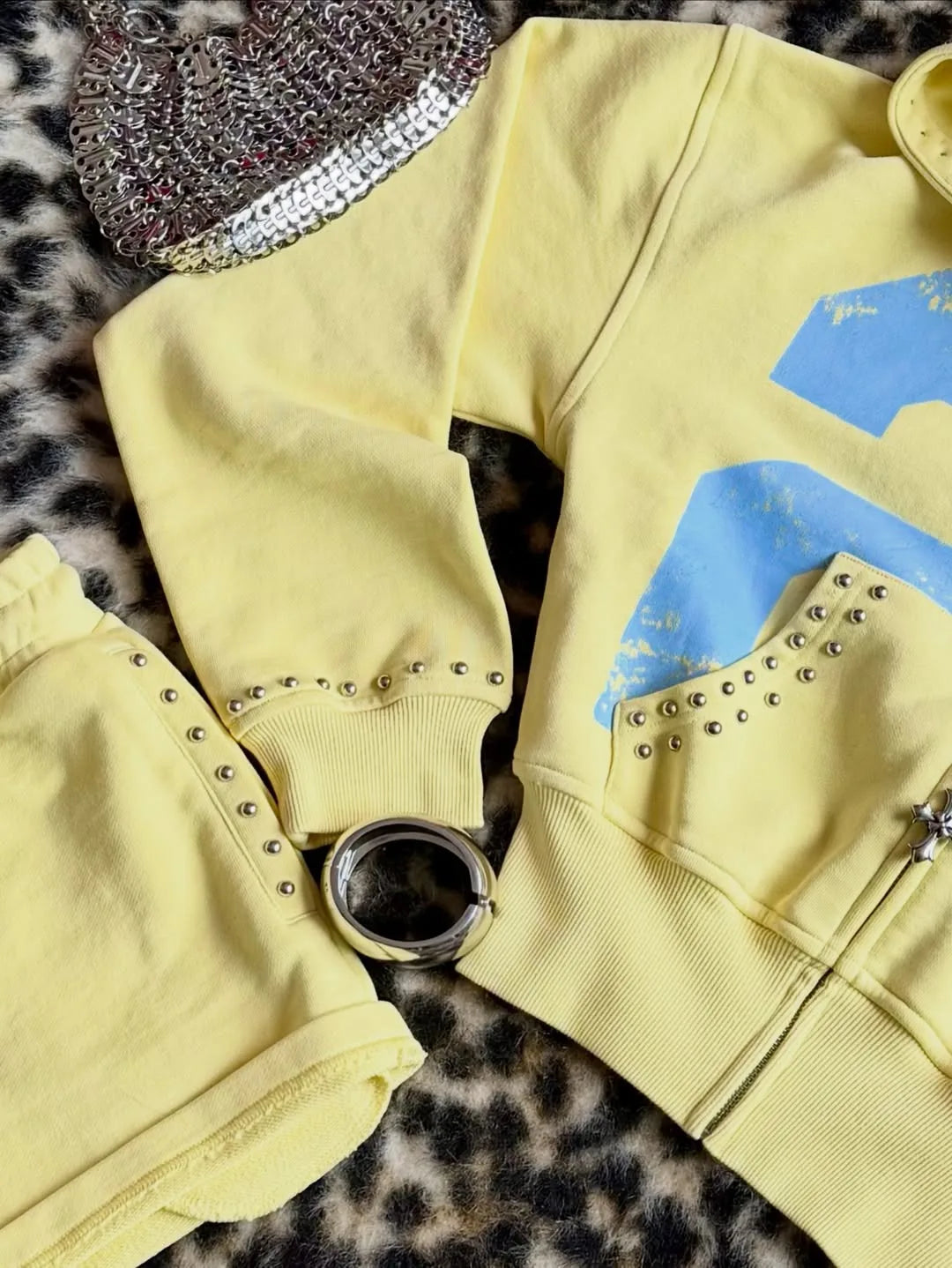 Women's Yellow Mellow Hoodie & Shorts Set