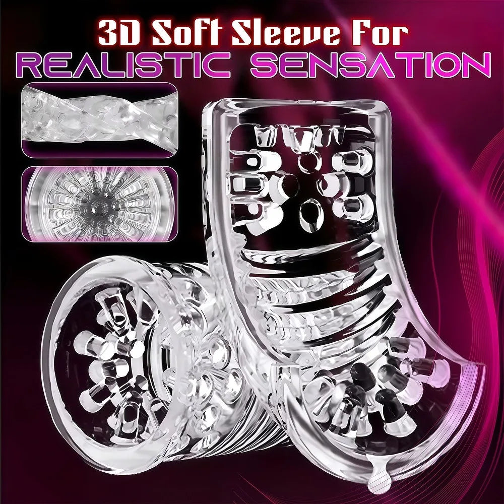 Automatic Telescopic Rotation Male Masturbator Man Masturbation Cup Simulation Piston Blowjob Pocket Pussy Adult Sex Toy for Men