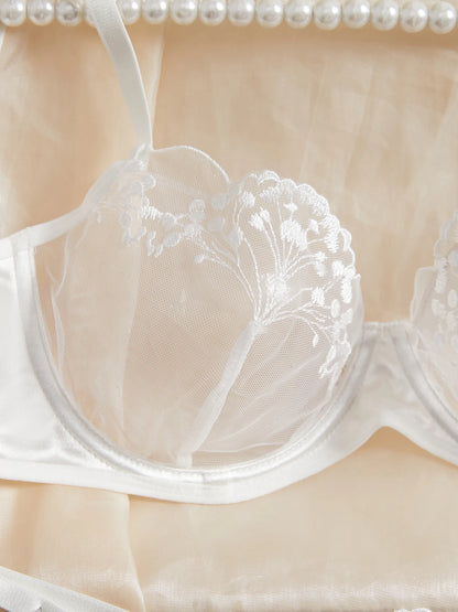 Women's Floral Lace Bustier Lingerie Set
