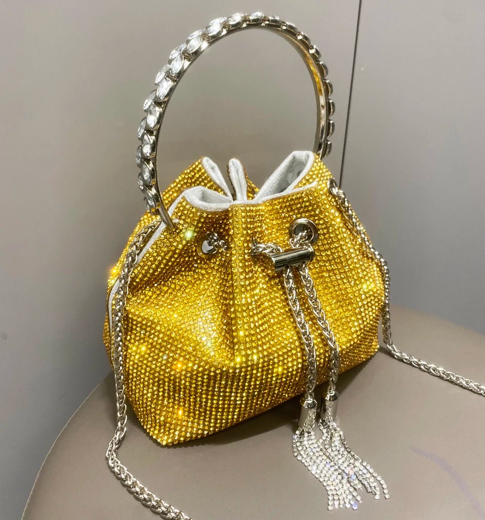 Women's Crystal Rhinestone Bucket Clutch Bag – Evening & Banquet, 7 Colors - TRYSHOPPY