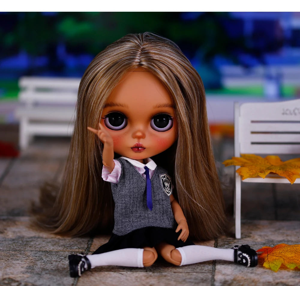 ICY DBS Bryce 1/6 Hand-Painted Doll Set Doll with Black skin, Long Lashes, and Sunspots SD Version