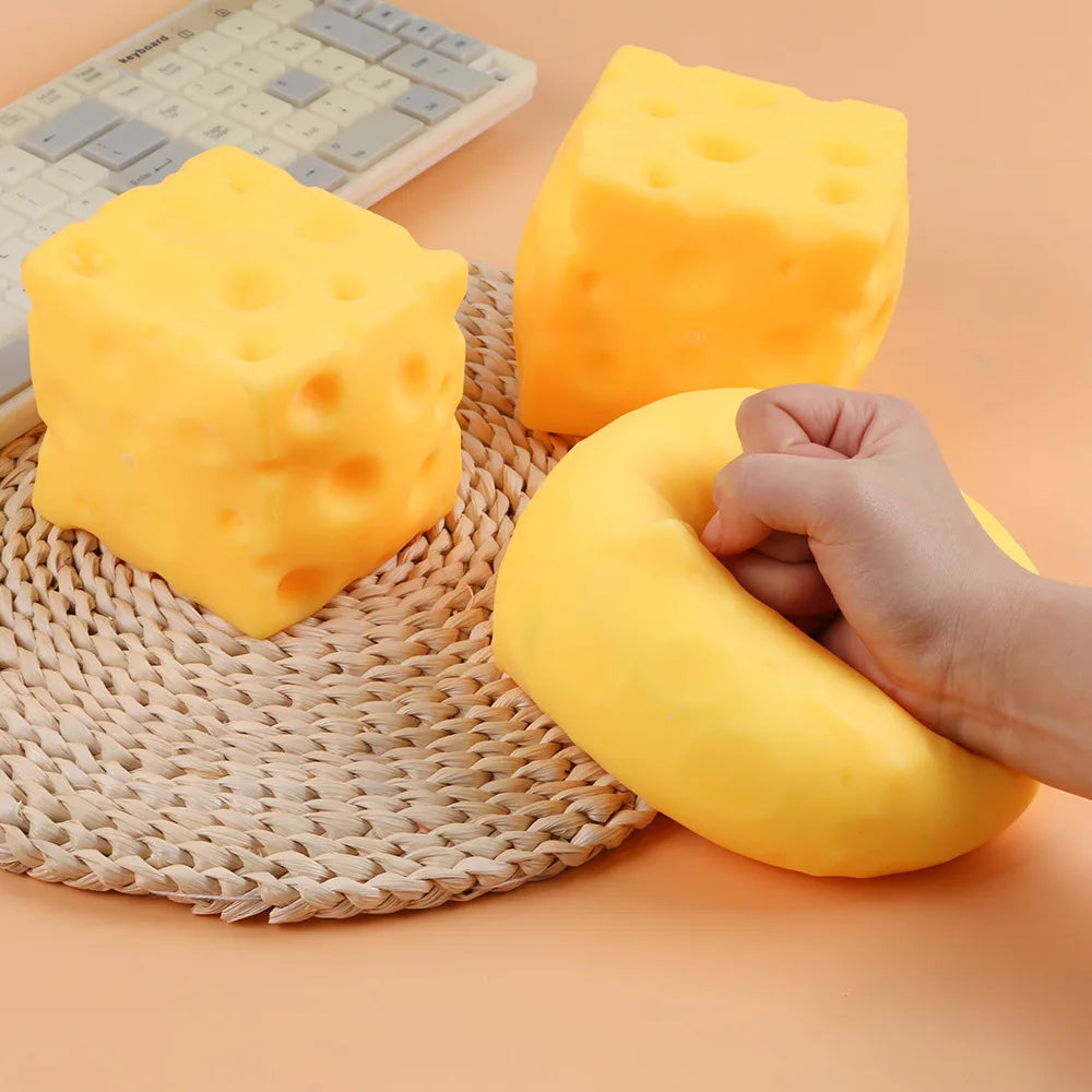 Giant Cube Cheese Squeeze Toy Simulation Extra Large Size Cheese Fidget Toy Slow Rebound Shapeable Venting Ball for Adult Gifts