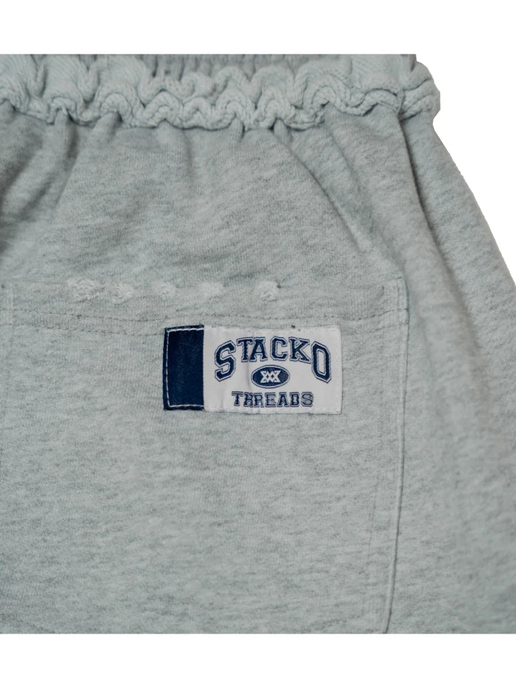 Streetwear Retro Pilot Sweatshorts Grey Crest Graphic Woven Label Frayed Long Shorts Y2K Swag Hip Hop Terry Unisex Baggy Shorts