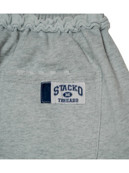 Streetwear Retro Pilot Sweatshorts Grey Crest Graphic Woven Label Frayed Long Shorts Y2K Swag Hip Hop Terry Unisex Baggy Shorts