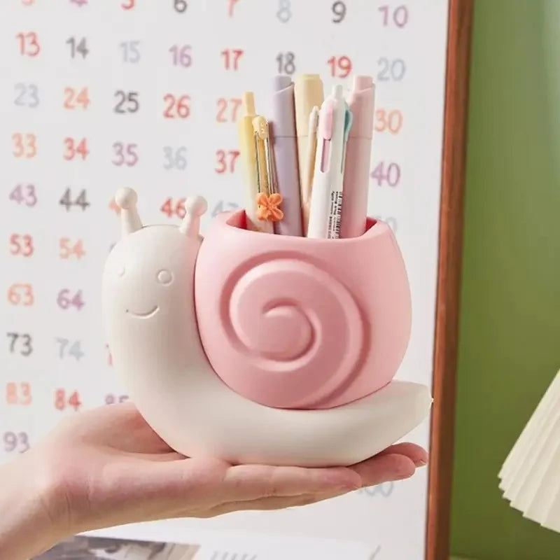 1Pc Snail-Shaped Pen Holder ABS Multi-Functional Desk Organizer Pencil Storage Desktop Stationery Container Makeup Brush Holder