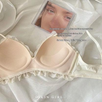 Women's Embroidered Lace Wireless Bra Set