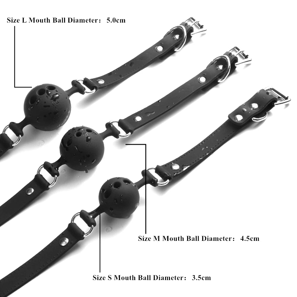 All Silicone Mouth Gag Breathable Ball Gag Adjustable Belt Mouth Sex Toys For Adult SM Games Sexyshop Erotic Accessories 18+