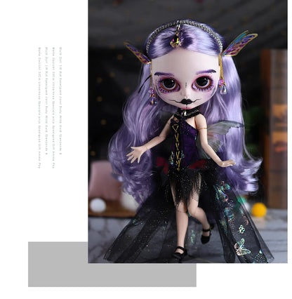 ICY DBS Blyth 1/6 doll hand painted makeup theme set skull face shell sleepy eyes long eyelashes bjd doll complete set sd