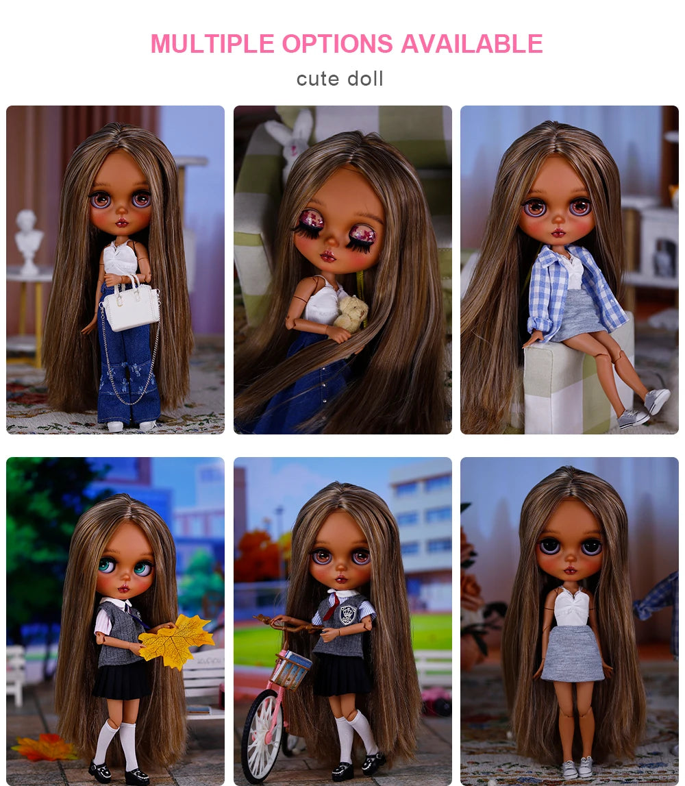 ICY DBS Bryce 1/6 Hand-Painted Doll Set Doll with Black skin, Long Lashes, and Sunspots SD Version