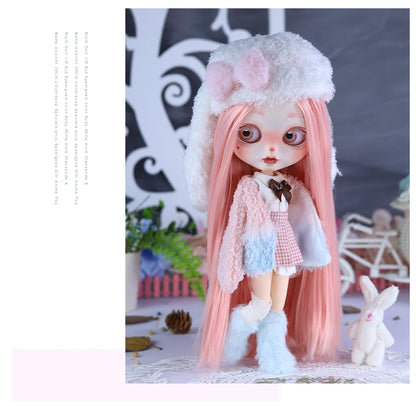 ICY DBS Blyth 1/6 Doll Hand Painted Set Cute Bunny Frosted Face Doll Set SD