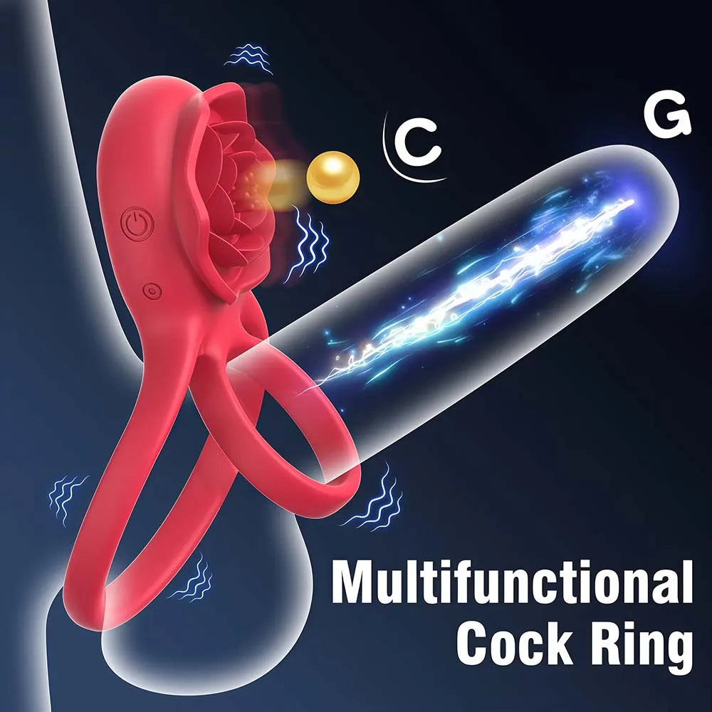 Penis Ring Vibrator 7 Modes Cockring Sexual Stimulation Long Lasting Stronger Male Rose Sex Toys for Couple Pleasure Adult Toys