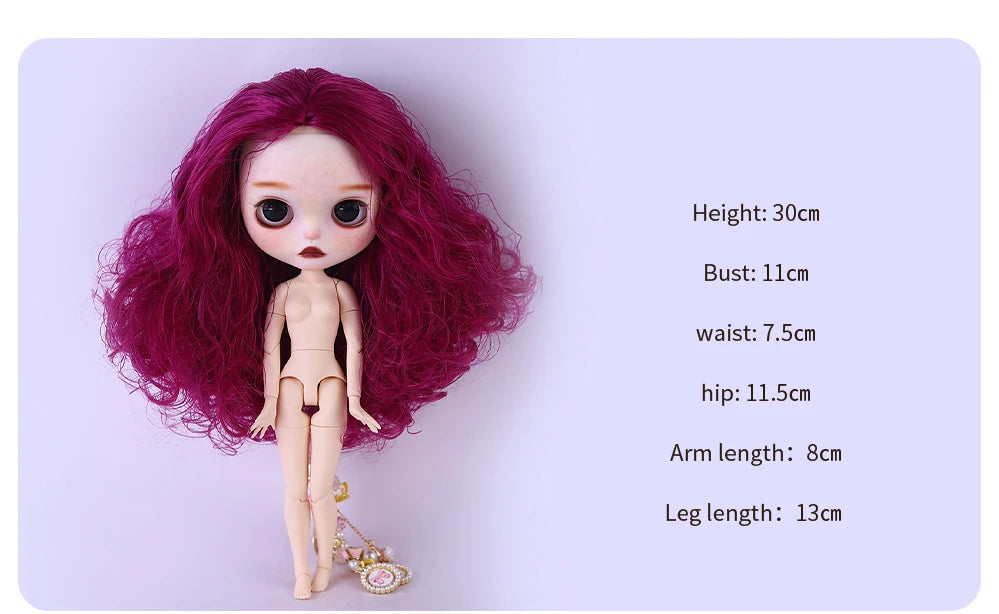 ICY DBS Blyth 1/6 Doll Hand drawn White Skin Red Rose Hand drawn Set Girl Gift