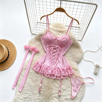 Women's Bow Lace-Up Lingerie Set
