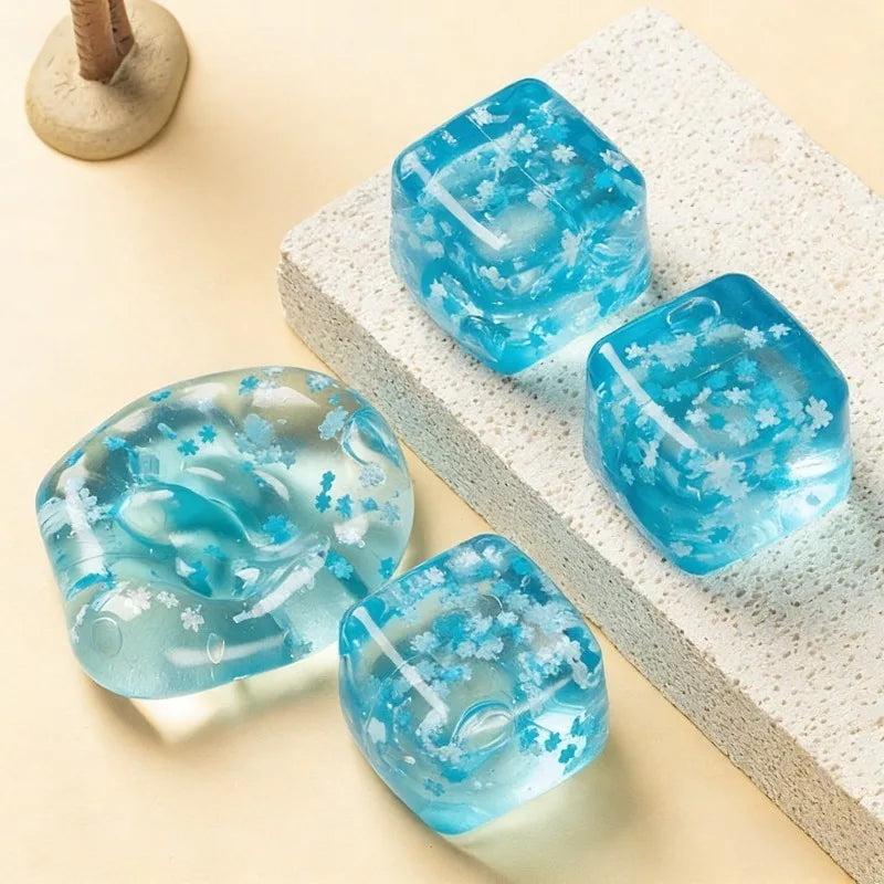Squishy Snowflake Ice Cubes Slow Rising Sensory Fidget Toy Soft Ice Cubes Stress Relief Squeeze Toy Hand Exercise Calming Tool