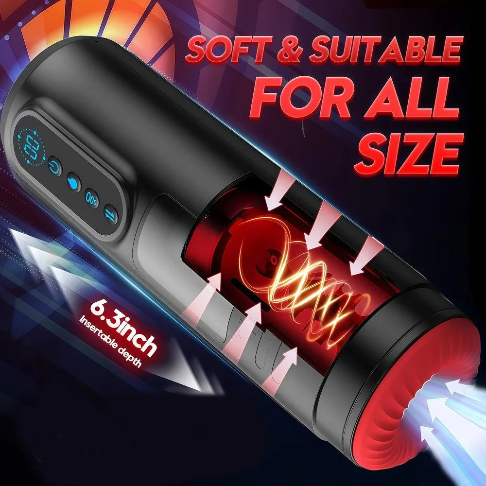 Automatic Sucking Male Masturbator Heating Thrusting Vibrators LCD Display Pocket Pussy Stroker Blowiob Adult Sex Toys for Men