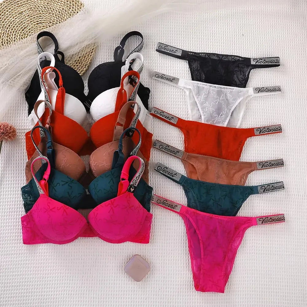 Women's Heart-Pattern Lace Bralette Set