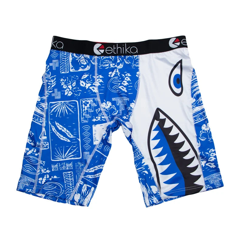ETHIKA 1Pcs Men Underwear Boxers Breathable Mesh Crotch Man Underpants Plus Size L-3XL Mens Panties Printed Men's Boxers Briefs