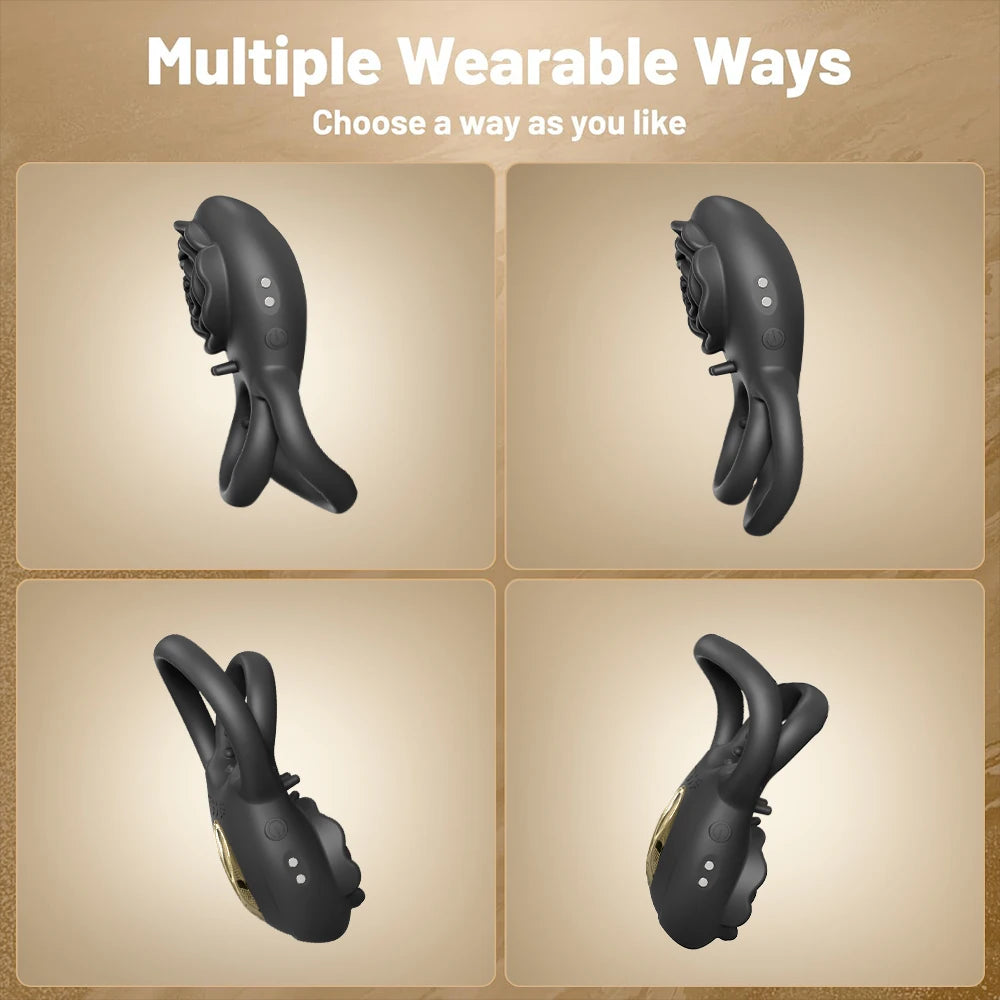Vibrating Cock Ring Adult Sex Toys for Men, Silicone Penis Ring with Rose Clitoral Remote Control Vibrator Couples Sex Toys