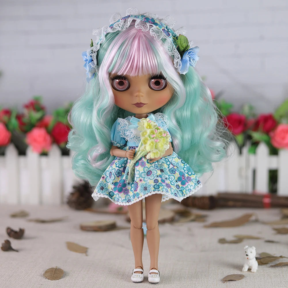 ICY DBS Blyth doll 1/6 bjd joint body doll black skin including clothes shoes casual with 30cm toy gift
