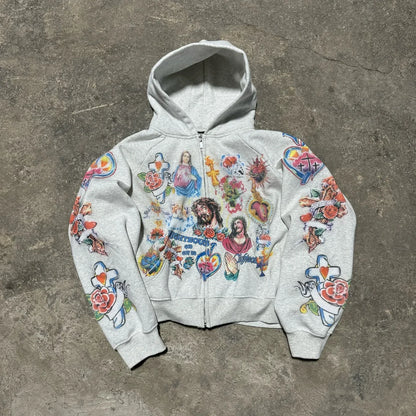 Y2K Graphic Zip-Up Hoodie