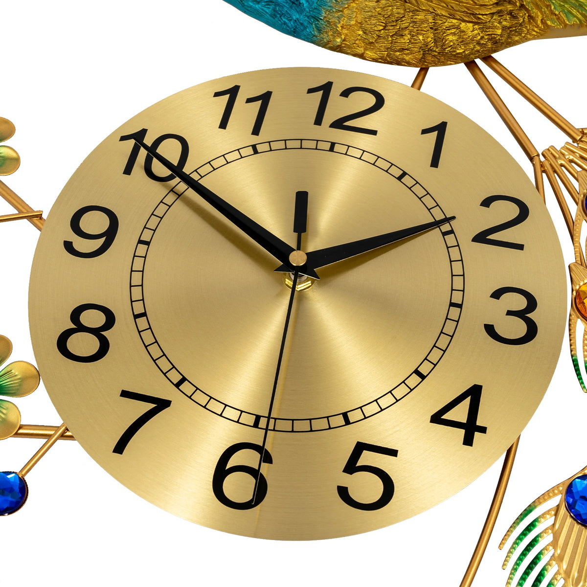 75x65cm Wall Clock, Home Decorative Clock, Peacock Design Iron Acrylic Aluminum Durable Elegant Symbol for Living Room Bedroom Kitchen Entryway