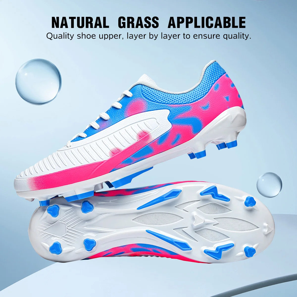 AG/FG Soccer Cleats for Men Women Youth PU Fabric Upper TPU Sole Non-Slip Wear-Resistant for Natural Grass Sports Pitch Tra