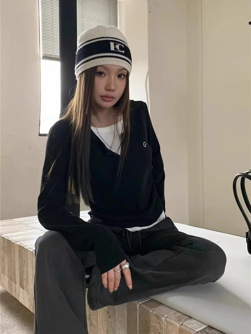 Women's Fake Two-Piece Long Sleeve T-Shirt – Slim Fit, Retro Style, S–XL