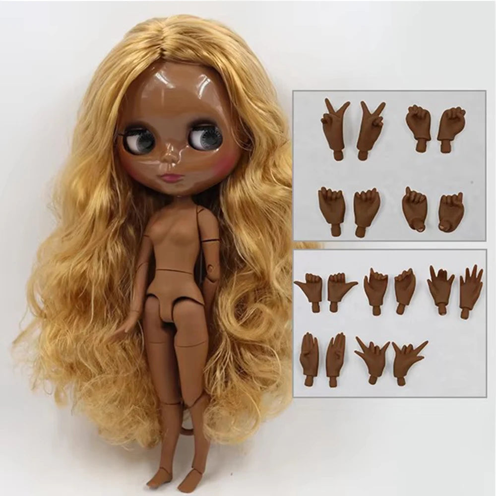 ICY DBS Blyth Doll Toy blyth doll joint body super black skin bjd 30cm doll for DIY custom doll anime girls
