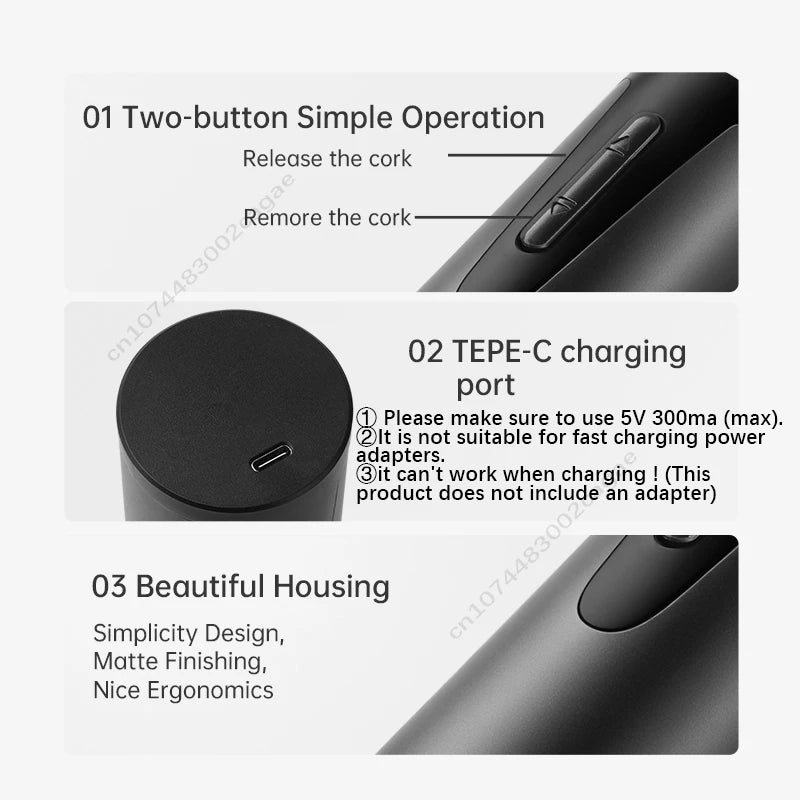 Electric Wine Bottle Opener Charged Automatic Reusable Easy Carry Red Wine Opener Gift for Waiter Women Home Kitchen Party Bar