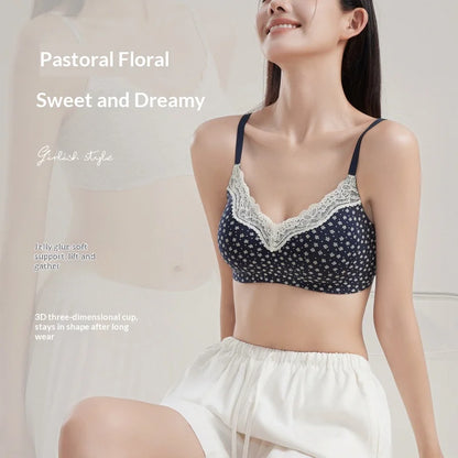 Women's Floral Lace Wireless Bra Set