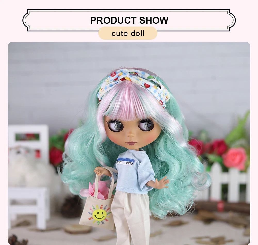 ICY DBS Blyth doll 1/6 bjd joint body doll black skin including clothes shoes casual with 30cm toy gift