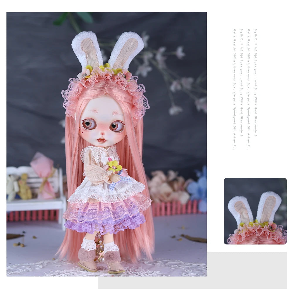 ICY DBS Blyth Plush Costume Girl BJD Animation Toys Cute Rabbit Set Girl Gift
