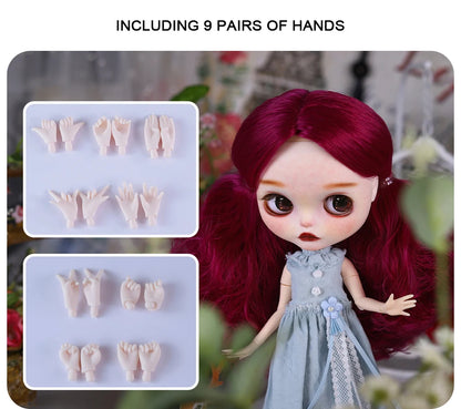 ICY DBS Blyth 1/6 Doll Hand drawn White Skin Red Rose Hand drawn Set Girl Gift