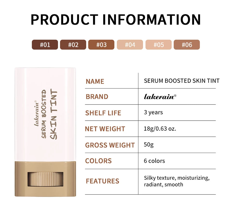 Skin Tint Stick Waterproof Nourishing Solid Tinted Serum Foundation Skin Tint Balm Face Tinted Face Contour Stick Makeup