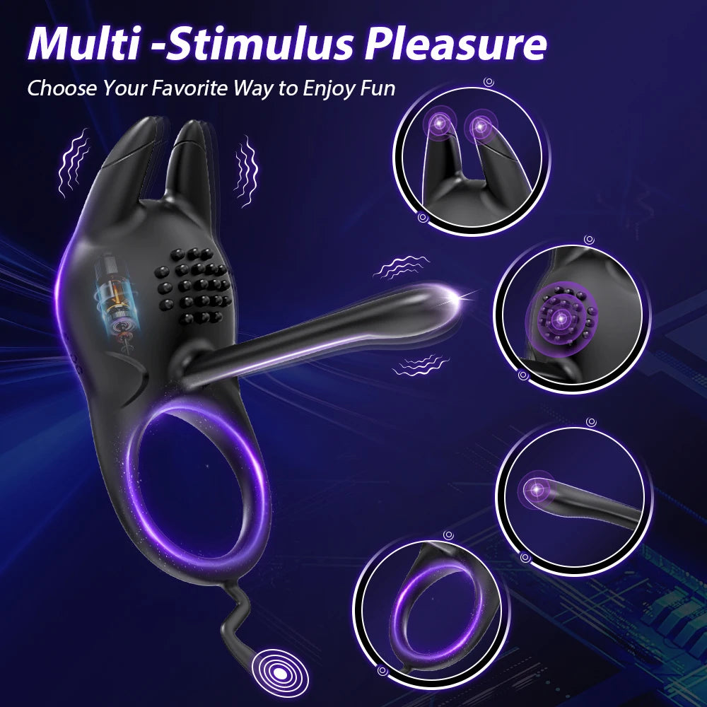 Vibrating Cock Ring, Penis Ring Vibrator Penis Sleeve Extender for Clit G Spot Stimulation, Couples Adult Sex Toys for Men Women