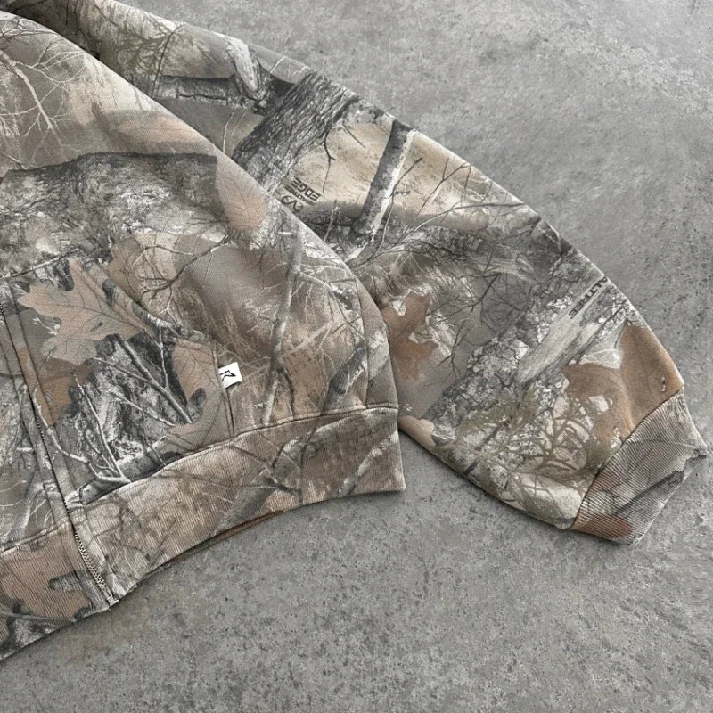 Men's Y2K Camouflage Zip-Up Hoodie