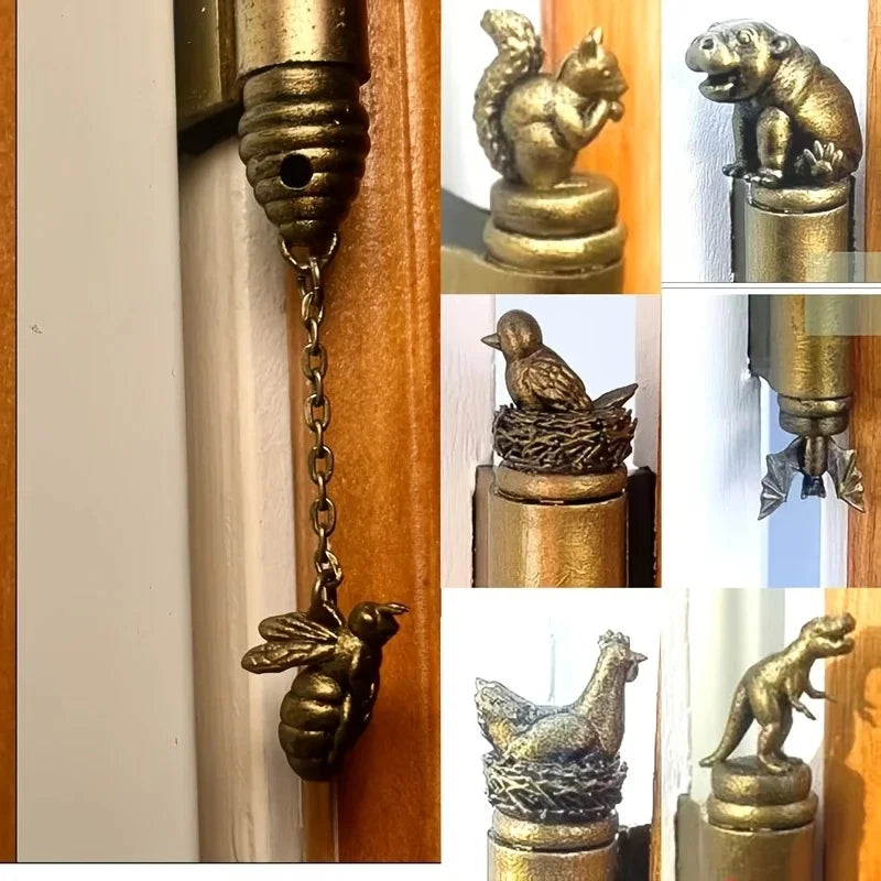 1Pc Festival Decorations Bronze Door Hinges Animal Designs As Well As Magnetic Cabinets And Decorative Statues for Home Offices