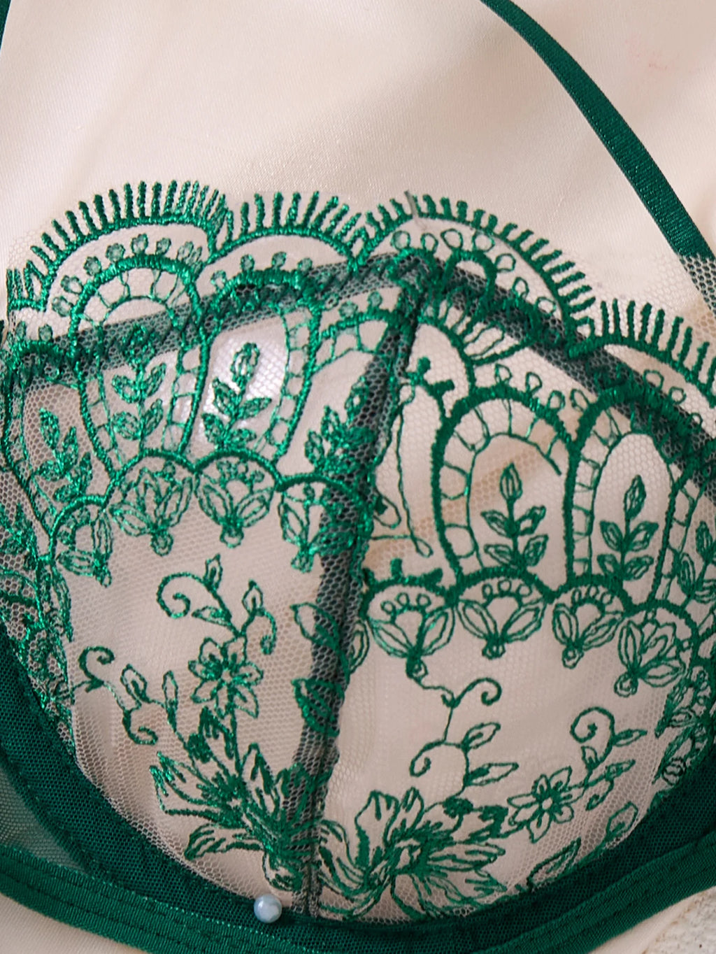Green Floral Lace Bra & Thong Set