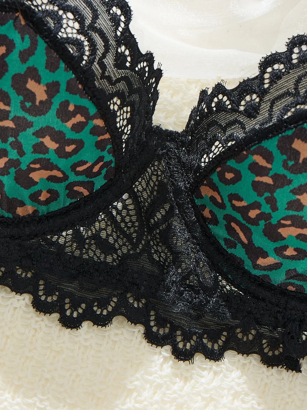 Green Leopard Print Bra & Thong Set