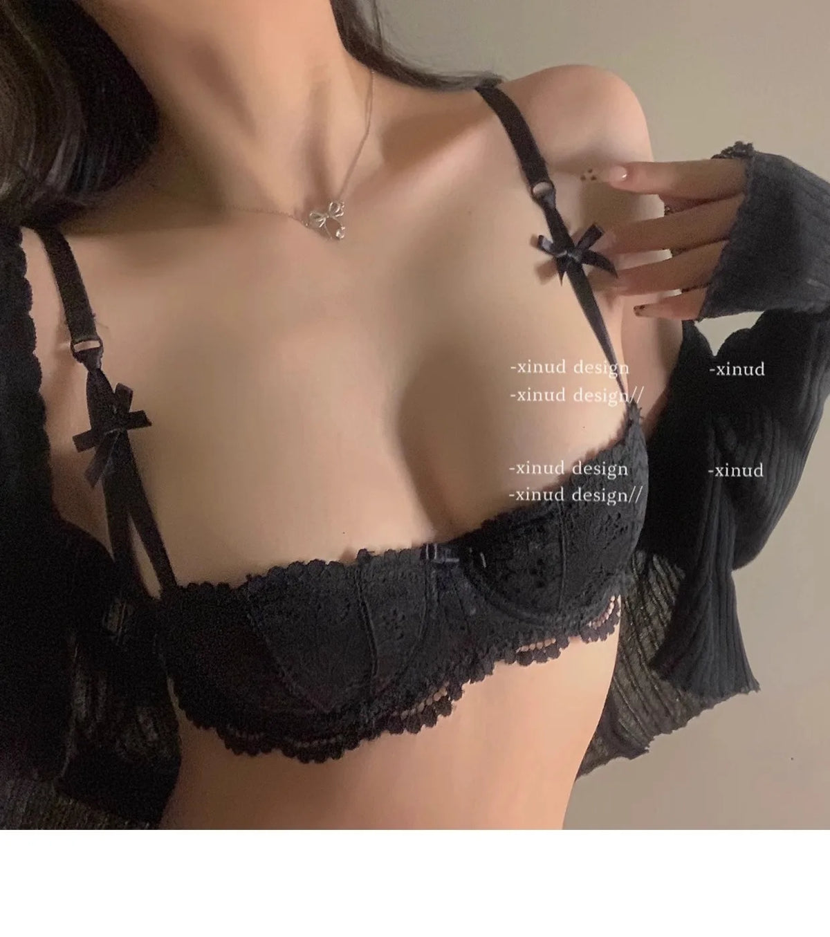 Lace Half Cup Underwear Set Summer Small Chest Gathering Soft Steel Hoop Top Support Anti Sagging Bra Underwear Two Piece Set